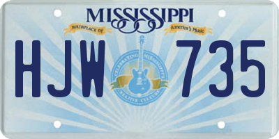 MS license plate HJW735