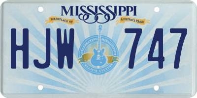 MS license plate HJW747