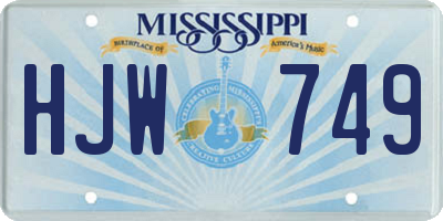 MS license plate HJW749
