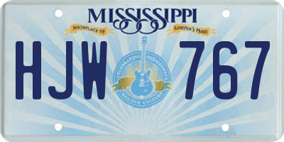 MS license plate HJW767