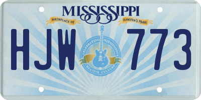 MS license plate HJW773