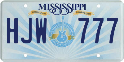 MS license plate HJW777