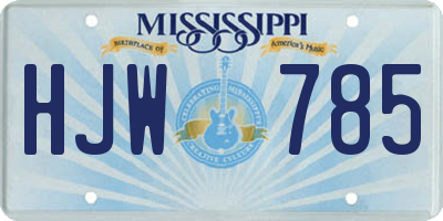 MS license plate HJW785