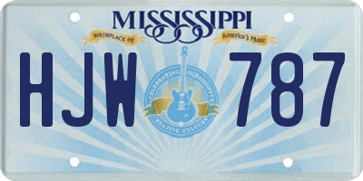 MS license plate HJW787