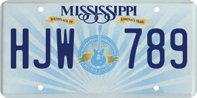 MS license plate HJW789