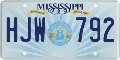 MS license plate HJW792