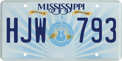MS license plate HJW793