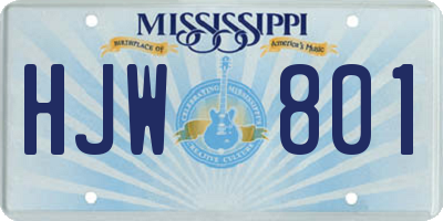 MS license plate HJW801
