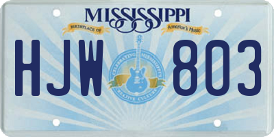 MS license plate HJW803