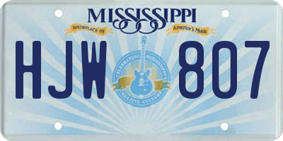 MS license plate HJW807