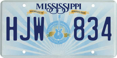 MS license plate HJW834