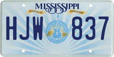 MS license plate HJW837