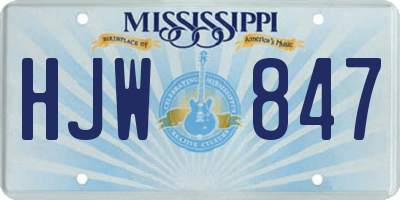 MS license plate HJW847