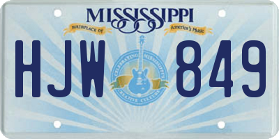 MS license plate HJW849