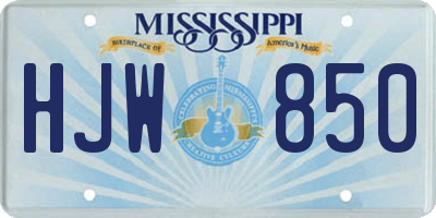 MS license plate HJW850