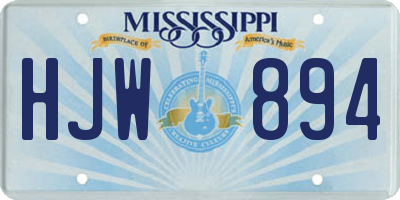 MS license plate HJW894