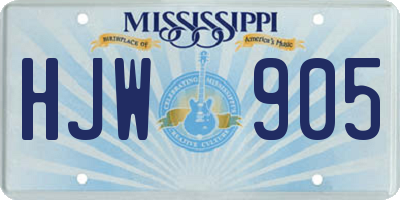 MS license plate HJW905