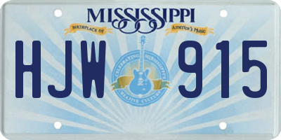 MS license plate HJW915
