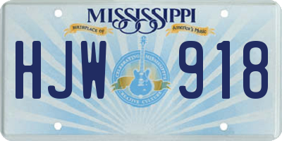 MS license plate HJW918