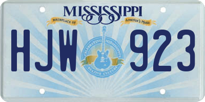 MS license plate HJW923