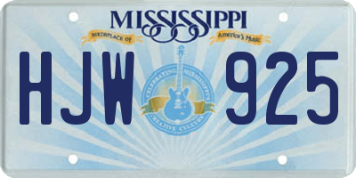 MS license plate HJW925