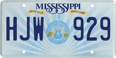 MS license plate HJW929