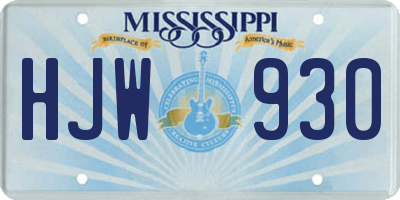 MS license plate HJW930
