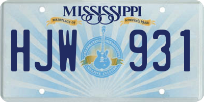 MS license plate HJW931