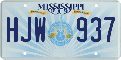 MS license plate HJW937