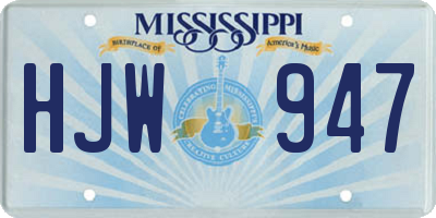 MS license plate HJW947