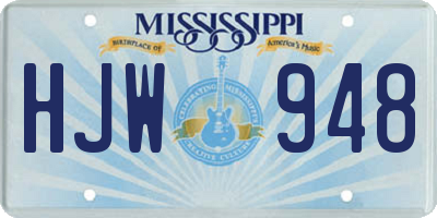 MS license plate HJW948