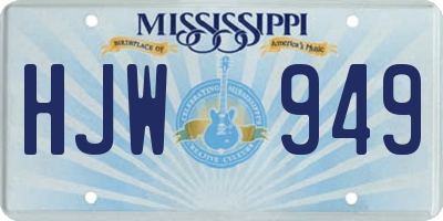 MS license plate HJW949