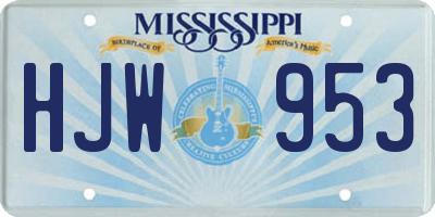 MS license plate HJW953