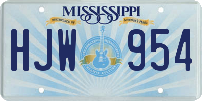 MS license plate HJW954