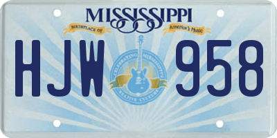 MS license plate HJW958