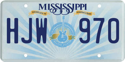 MS license plate HJW970
