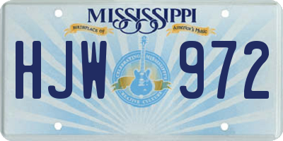MS license plate HJW972