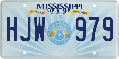 MS license plate HJW979