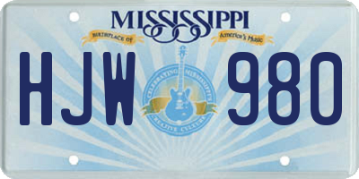 MS license plate HJW980