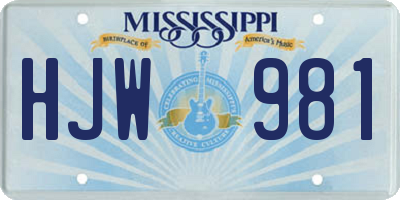 MS license plate HJW981