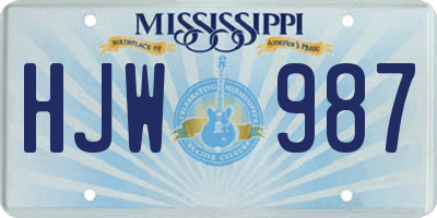 MS license plate HJW987