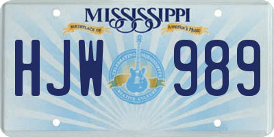 MS license plate HJW989