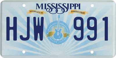 MS license plate HJW991