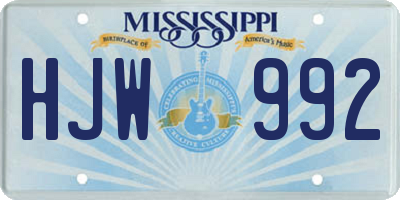 MS license plate HJW992