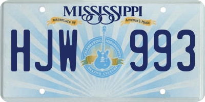 MS license plate HJW993