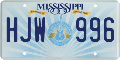 MS license plate HJW996