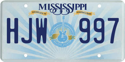 MS license plate HJW997