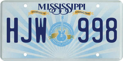 MS license plate HJW998