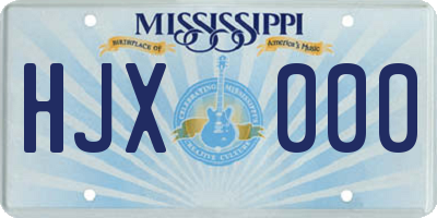 MS license plate HJX000