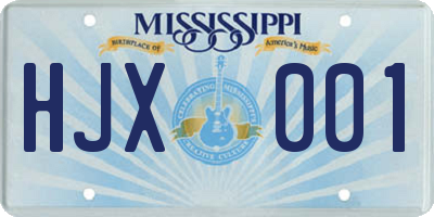 MS license plate HJX001